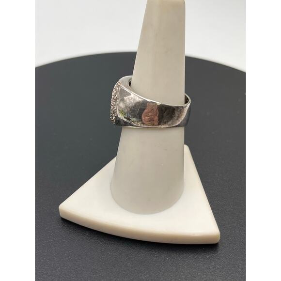 DBJ Designer Ladies Sterling Silver Rhinestone Cocktail Jewelry Ring Size 8.25 - Picture 7 of 11